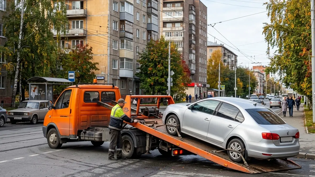 Погрузка автомобиля на эвакуатор